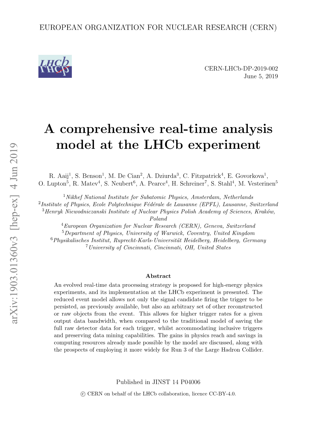 A Comprehensive Real-Time Analysis Model at the Lhcb Experiment