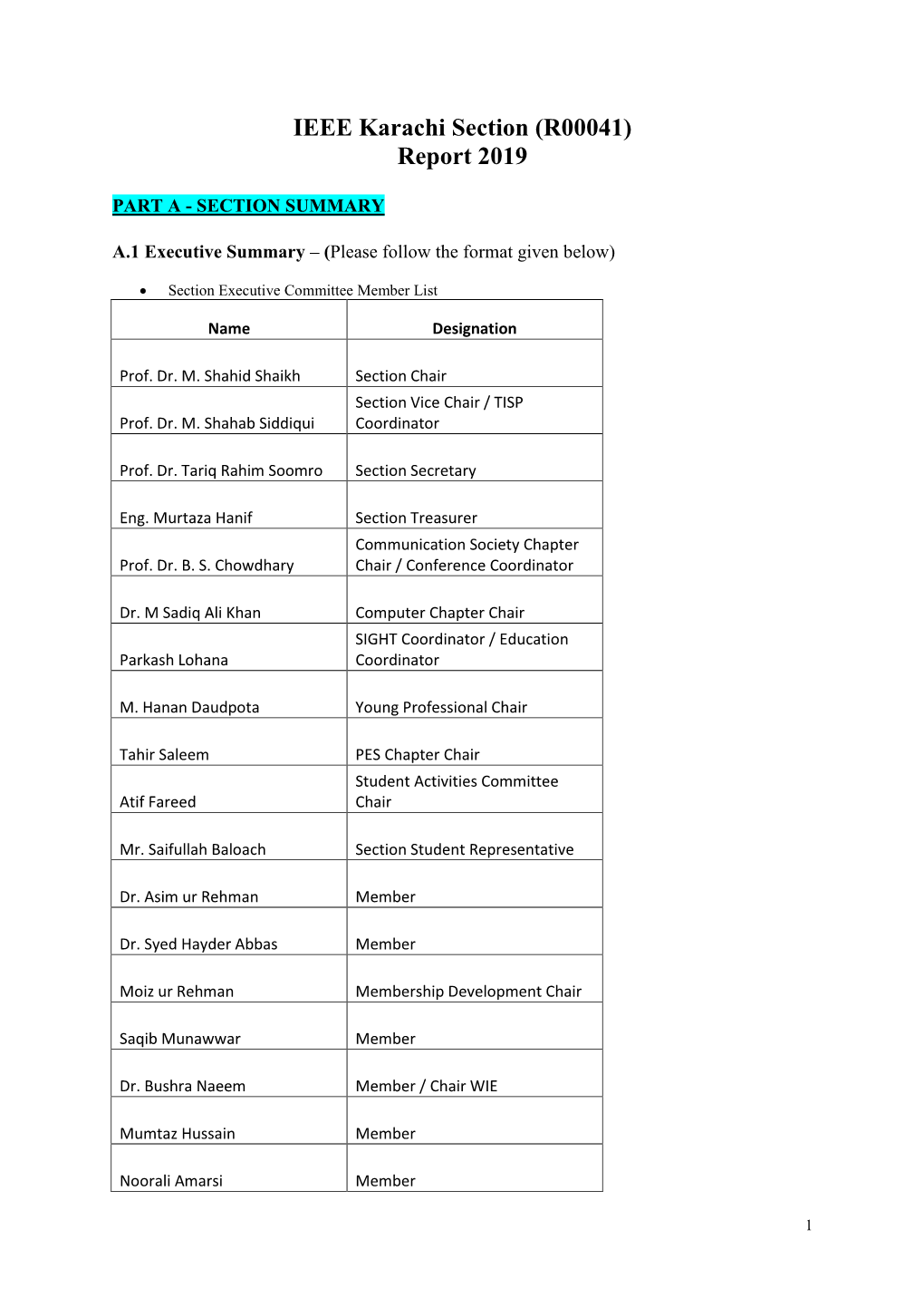 IEEE Karachi Section (R00041) Report 2019