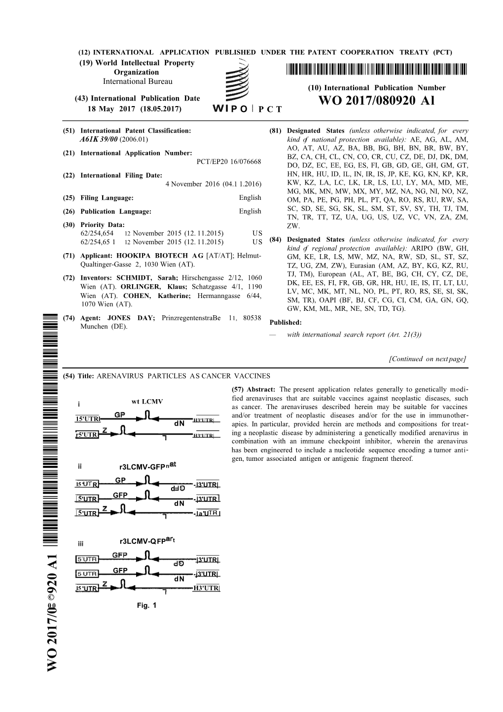 WO 2017/080920 Al 18 May 2017 (18.05.2017) P O P C T