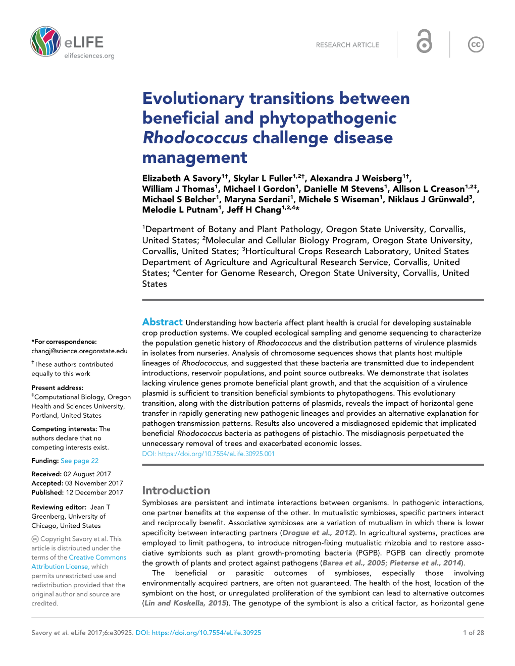 Evolutionary Transitions Between Beneficial and Phytopathogenic