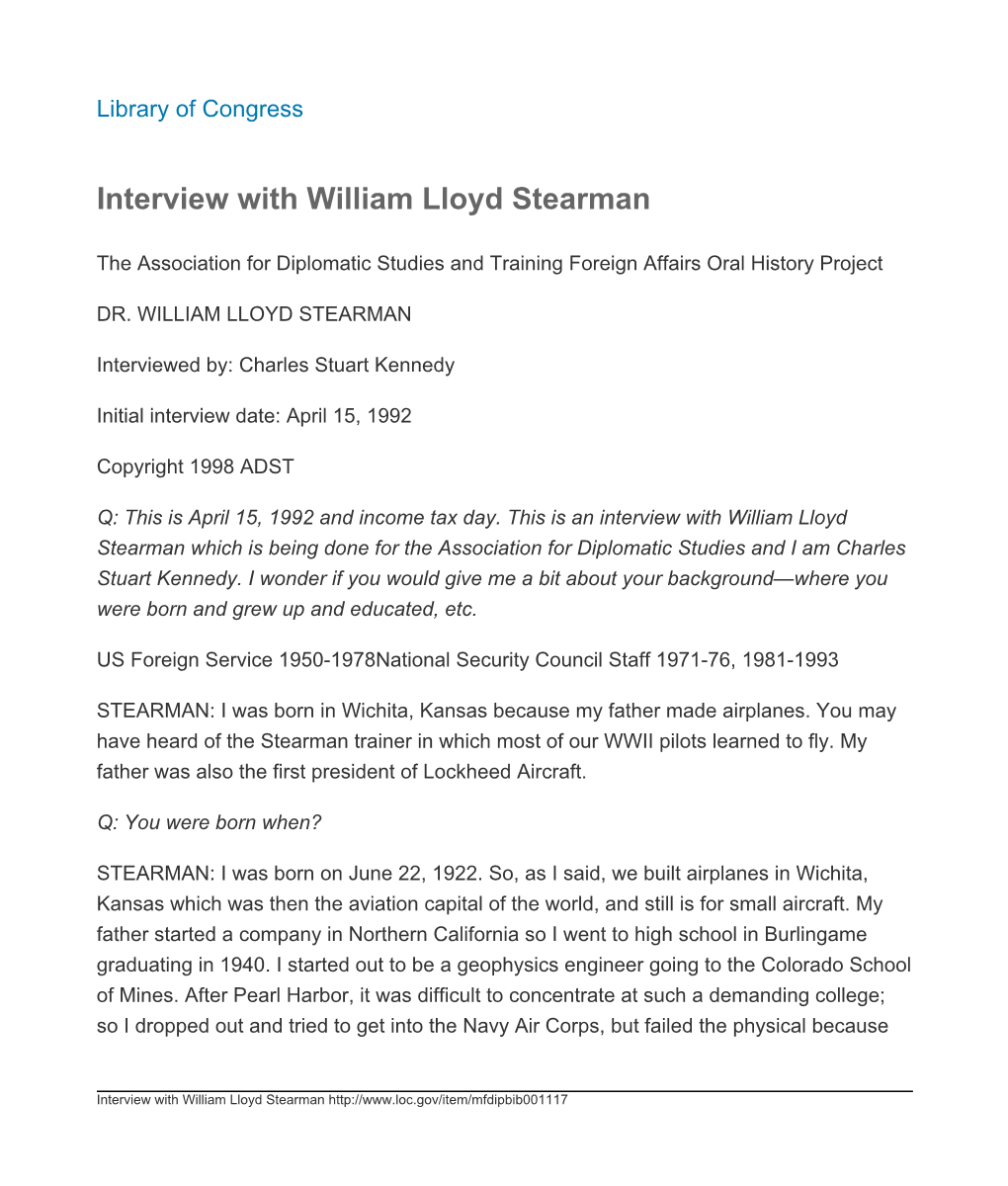 Interview with William Lloyd Stearman