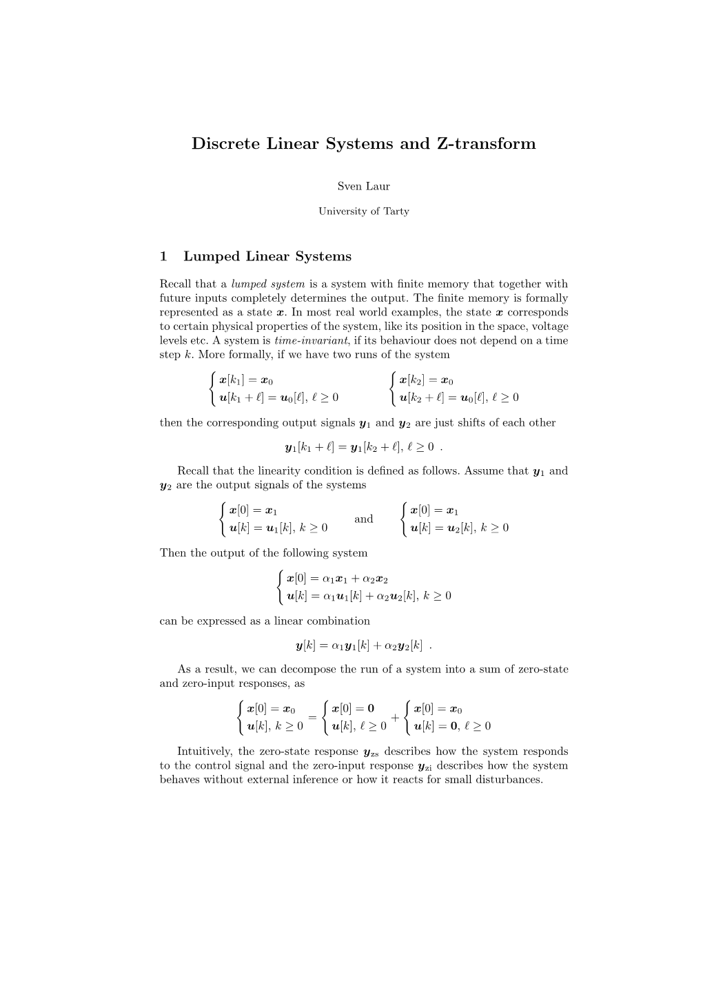 Discrete Linear Systems and Z-Transform