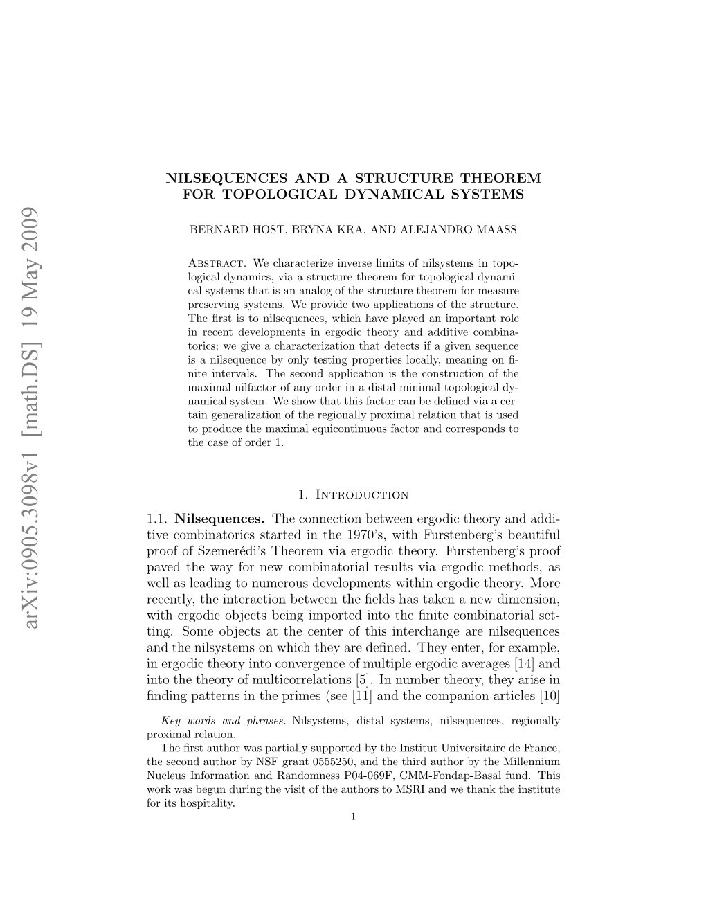 Nilsequences and a Structure Theorem for Topological Dynamical Systems