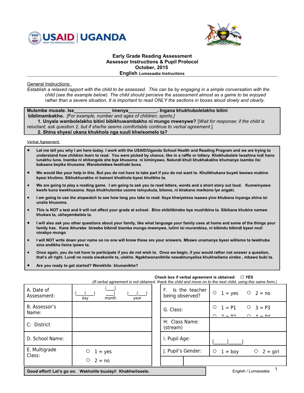 Instruments and Student Response Sheets s1