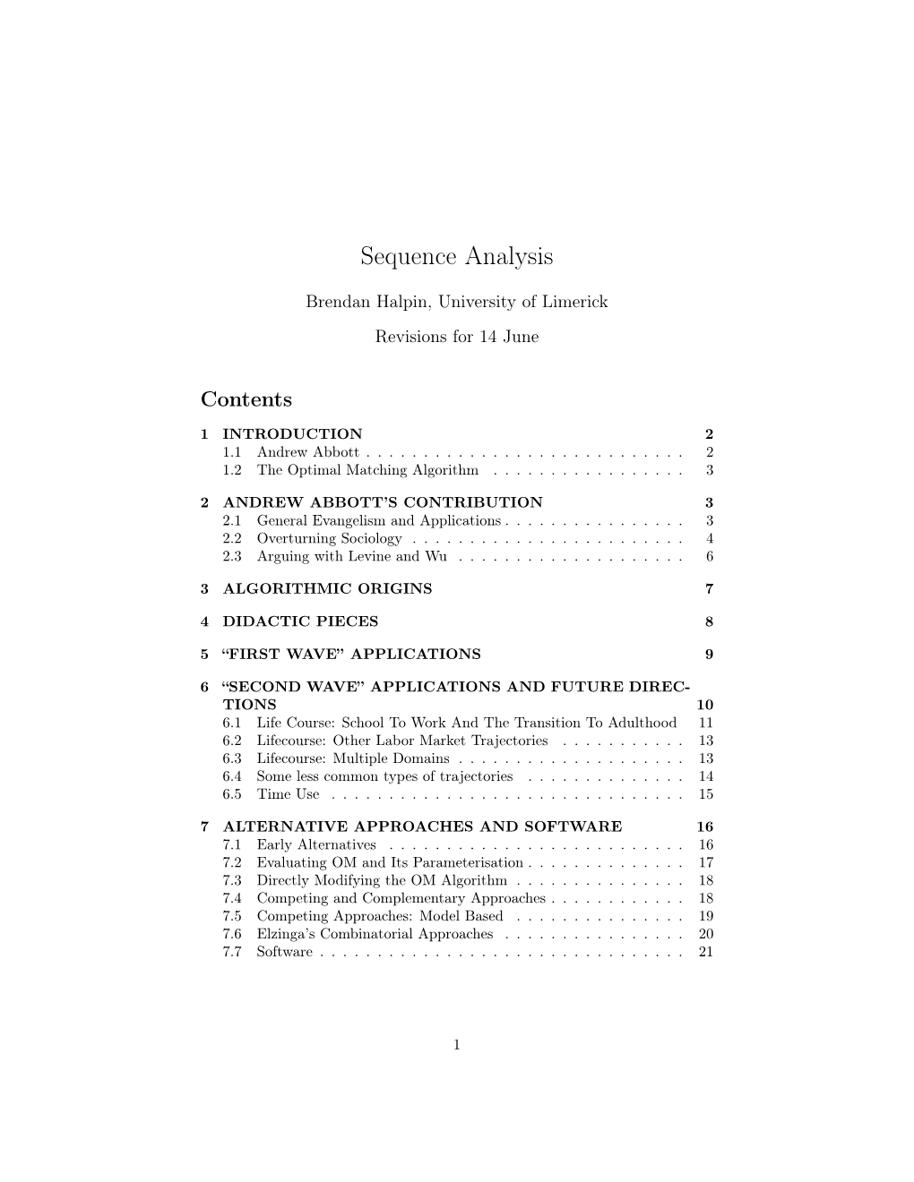 Sequence Analysis