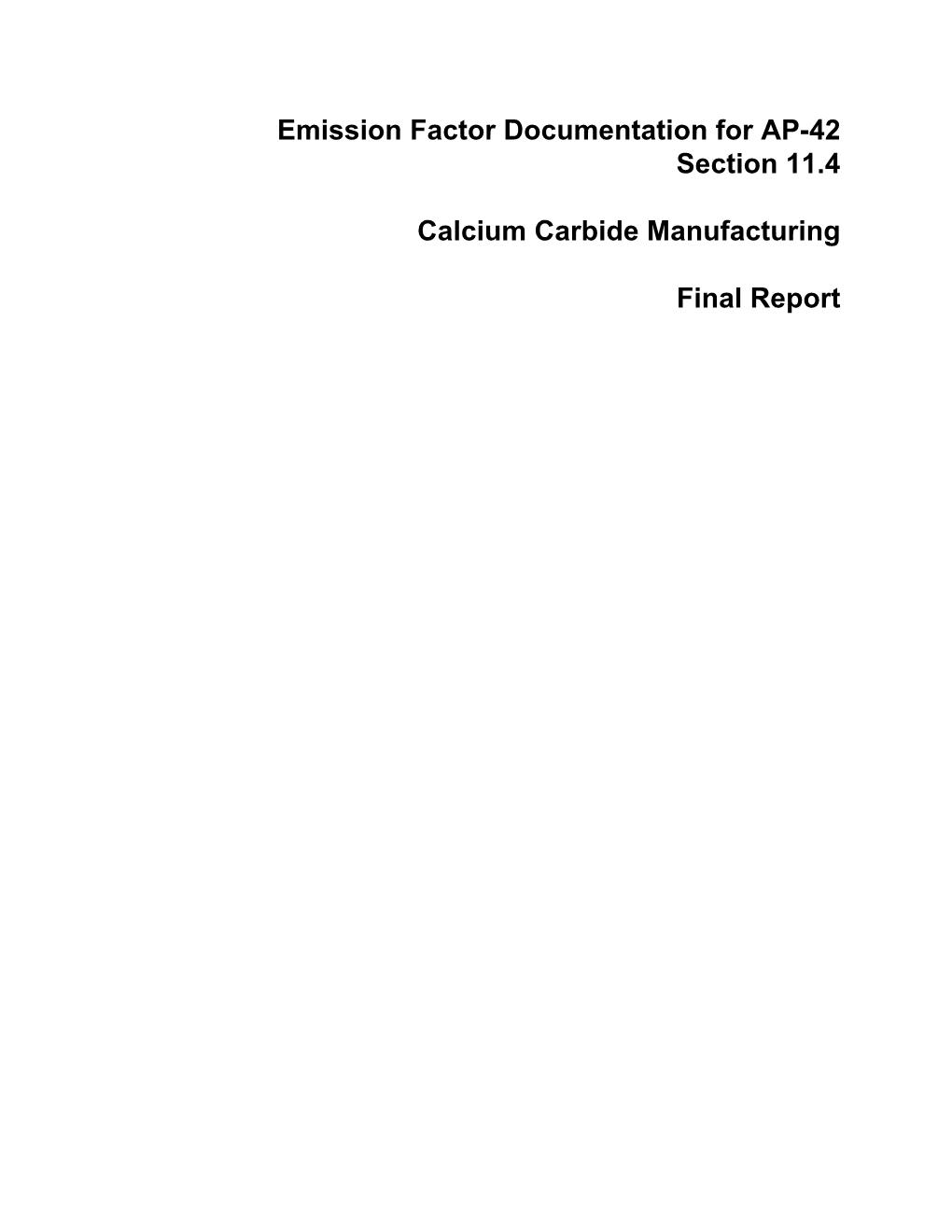 Emission Factor Documentation for AP-42 Section 11.4 Calcium Carbide