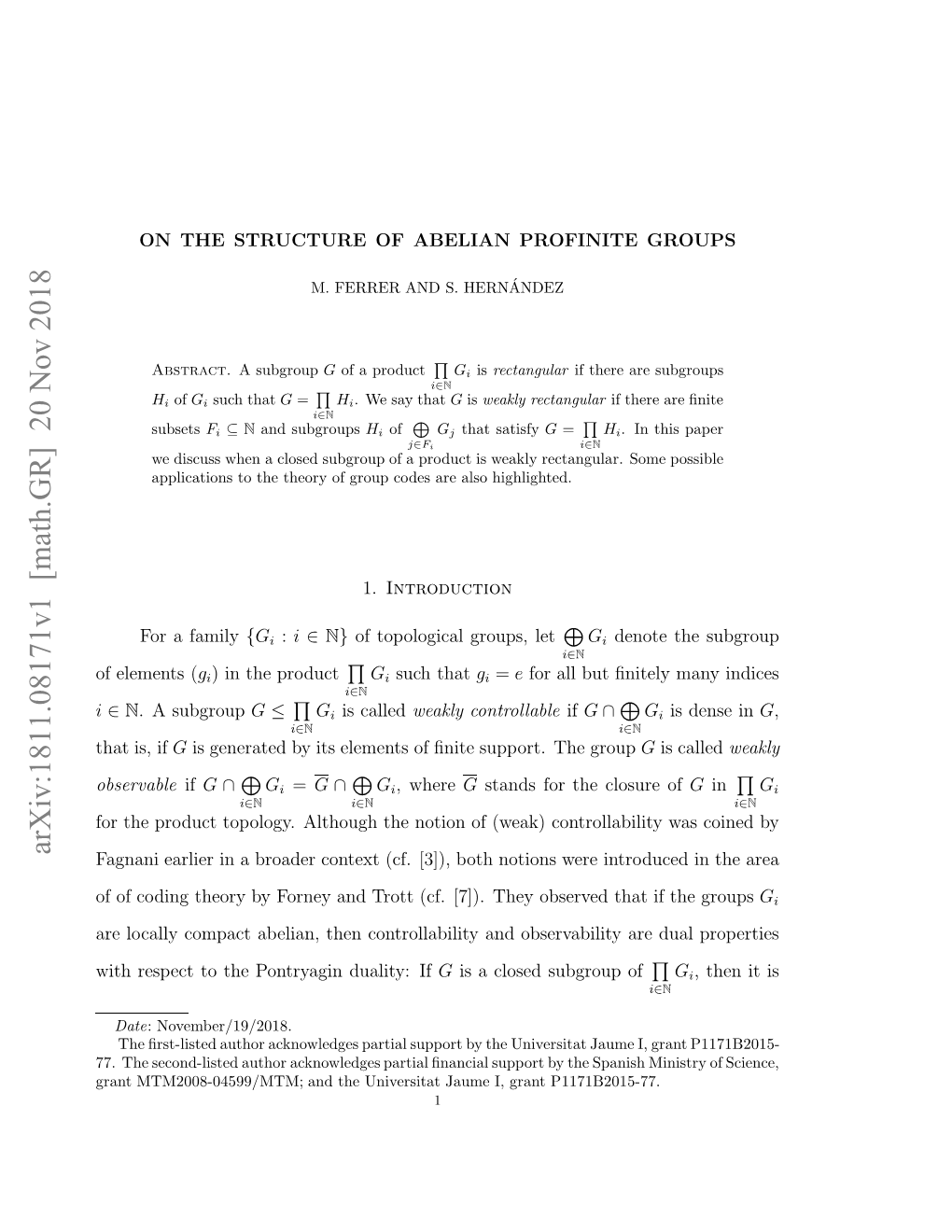 On the Structure of Abelian Profinite Groups