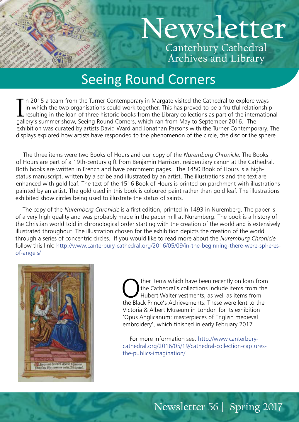 Newsletter Canterbury Cathedral Archives and Library Seeing Round Corners