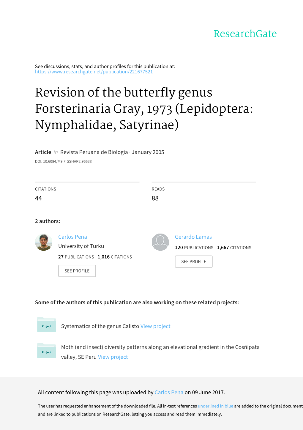 Revision of the Butterfly Genus Forsterinaria Gray, 1973 (Lepidoptera: Nymphalidae, Satyrinae)