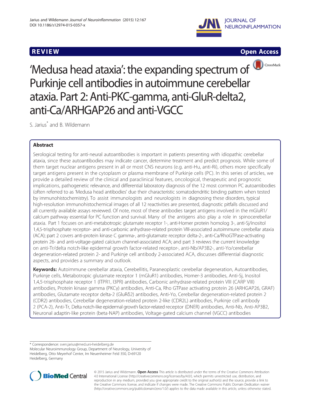 'Medusa Head Ataxia': the Expanding Spectrum of Purkinje Cell Antibodies