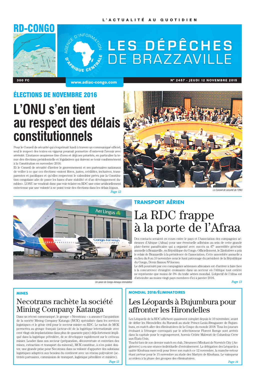 L'onu S'en Tient Au Respect Des Délais Constitutionnels