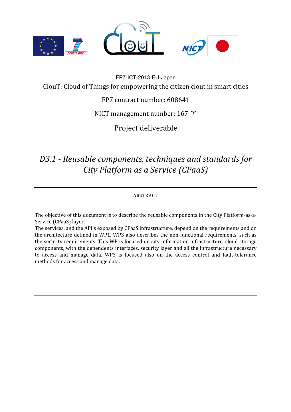 Reusable Components, Techniques and Standards for City Platform As a Service (Cpaas)