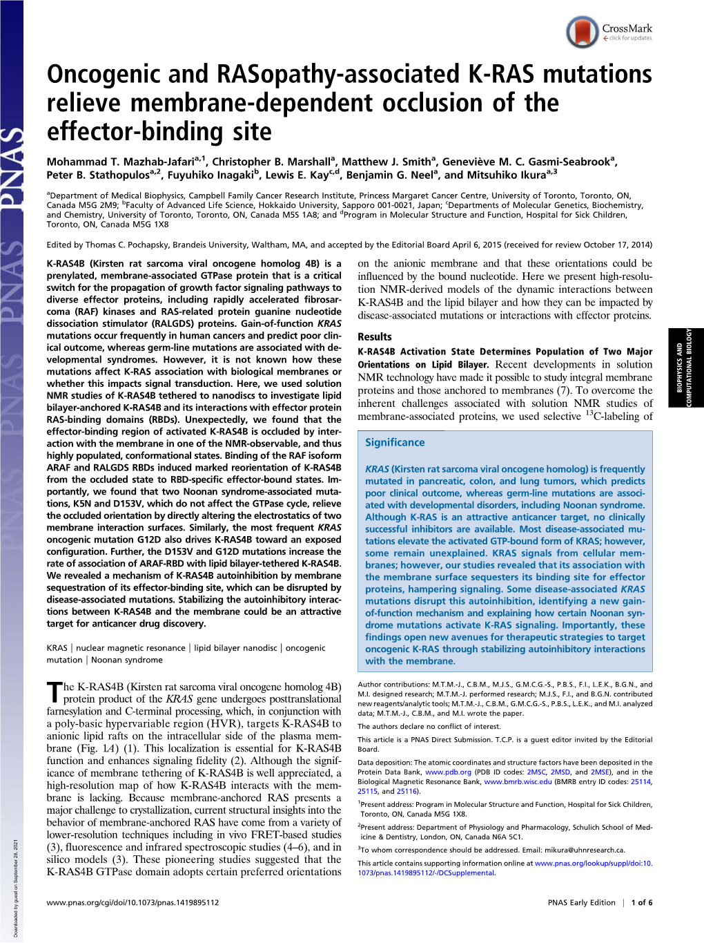 Oncogenic and Rasopathy-Associated K-RAS Mutations Relieve Membrane-Dependent Occlusion of the Effector-Binding Site