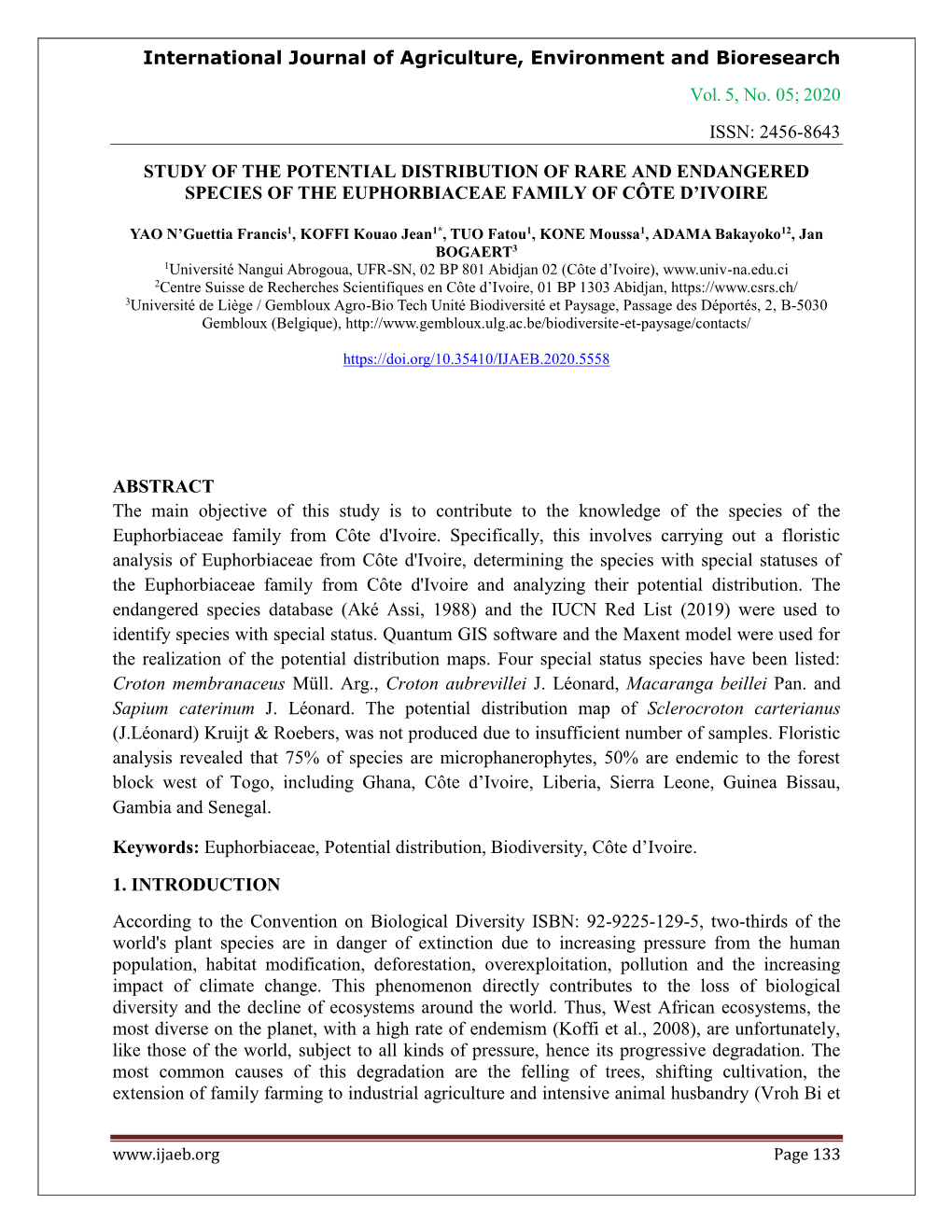 2020 Issn: 2456-8643 Study of the Potential Di