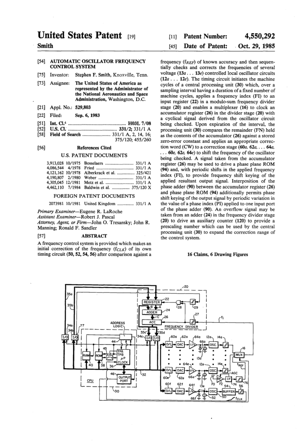 United States Patent 1191 [Ill Patent Number: 4,550,292 Smith [45] Date of Patent: Oct