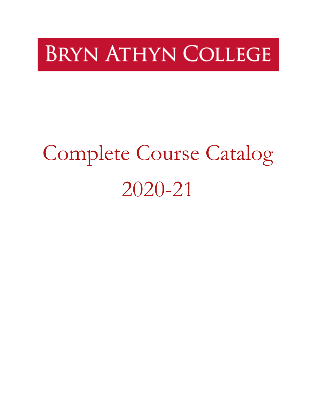 Complete Course Catalog 2020-21