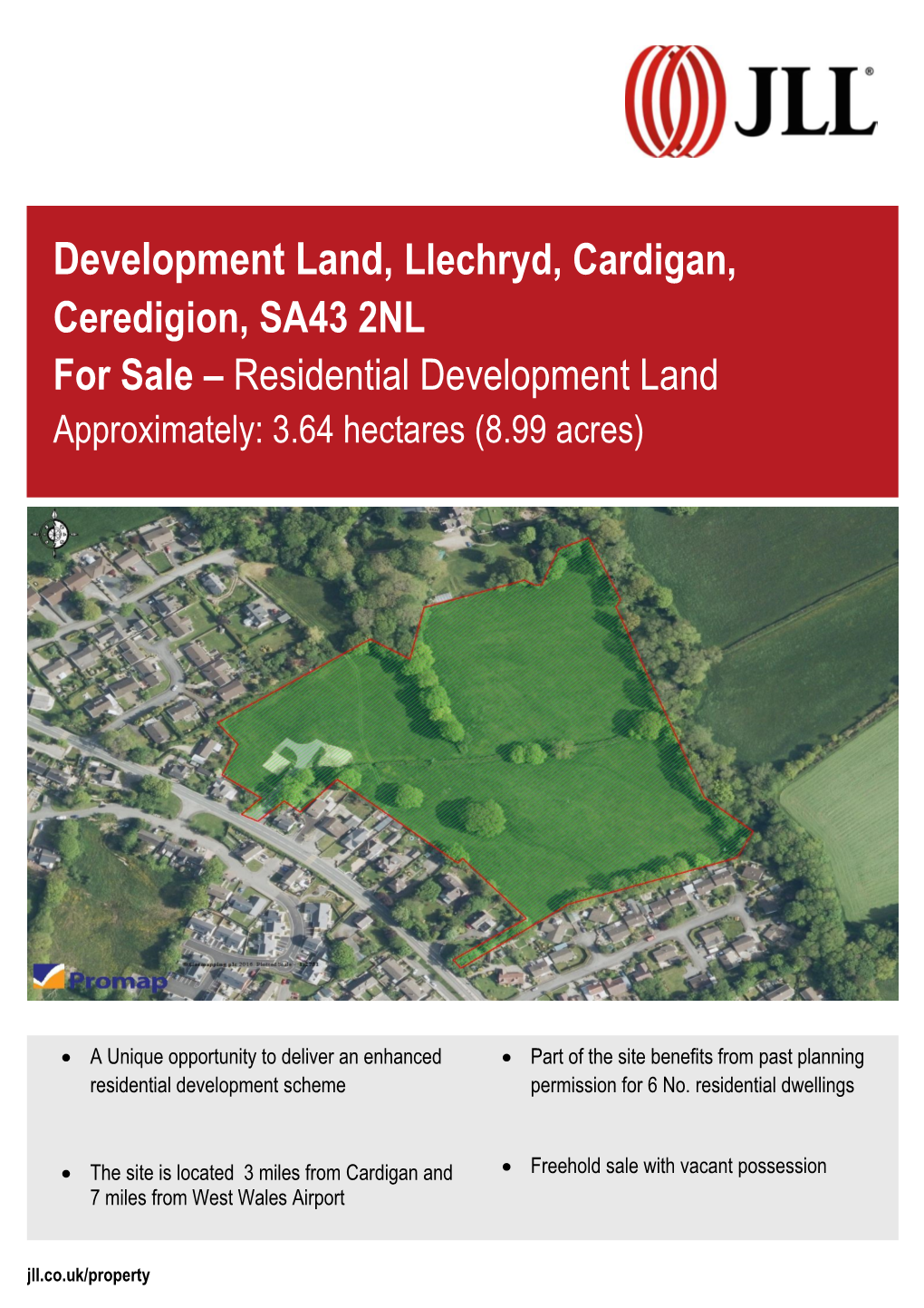 Development Land, Llechryd, Cardigan, Ceredigion, SA43 2NL for Sale – Residential Development Land Approximately: 3.64 Hectares (8.99 Acres)