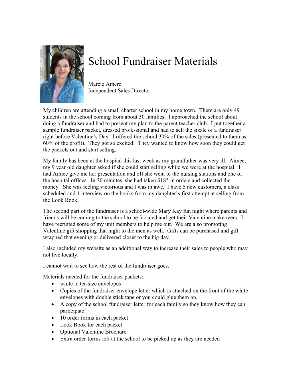 School Fundraiser Materials