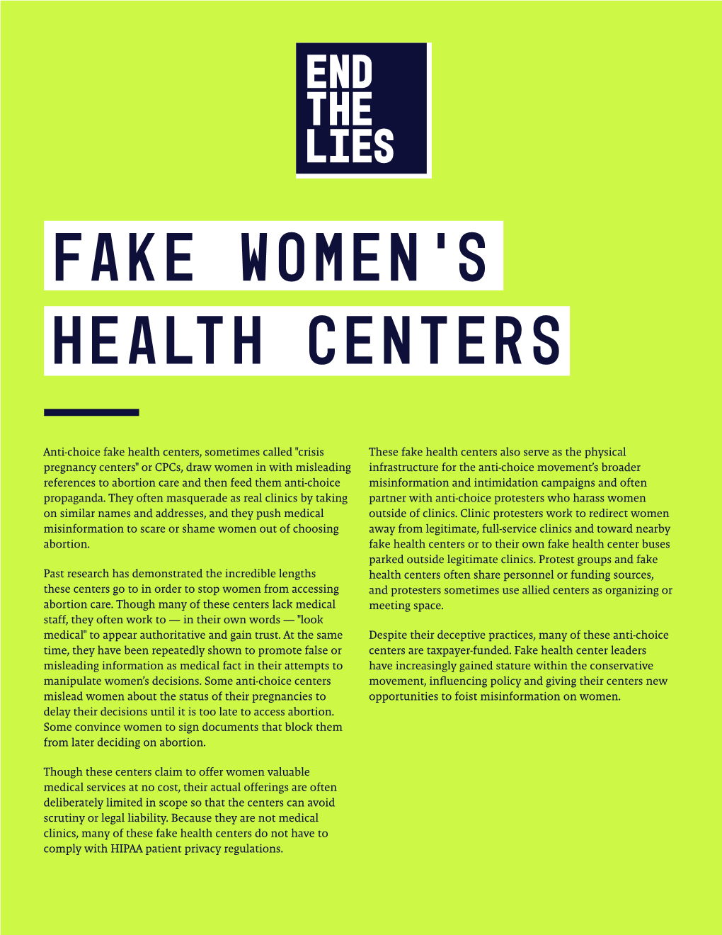 Fake Women's Health Centers