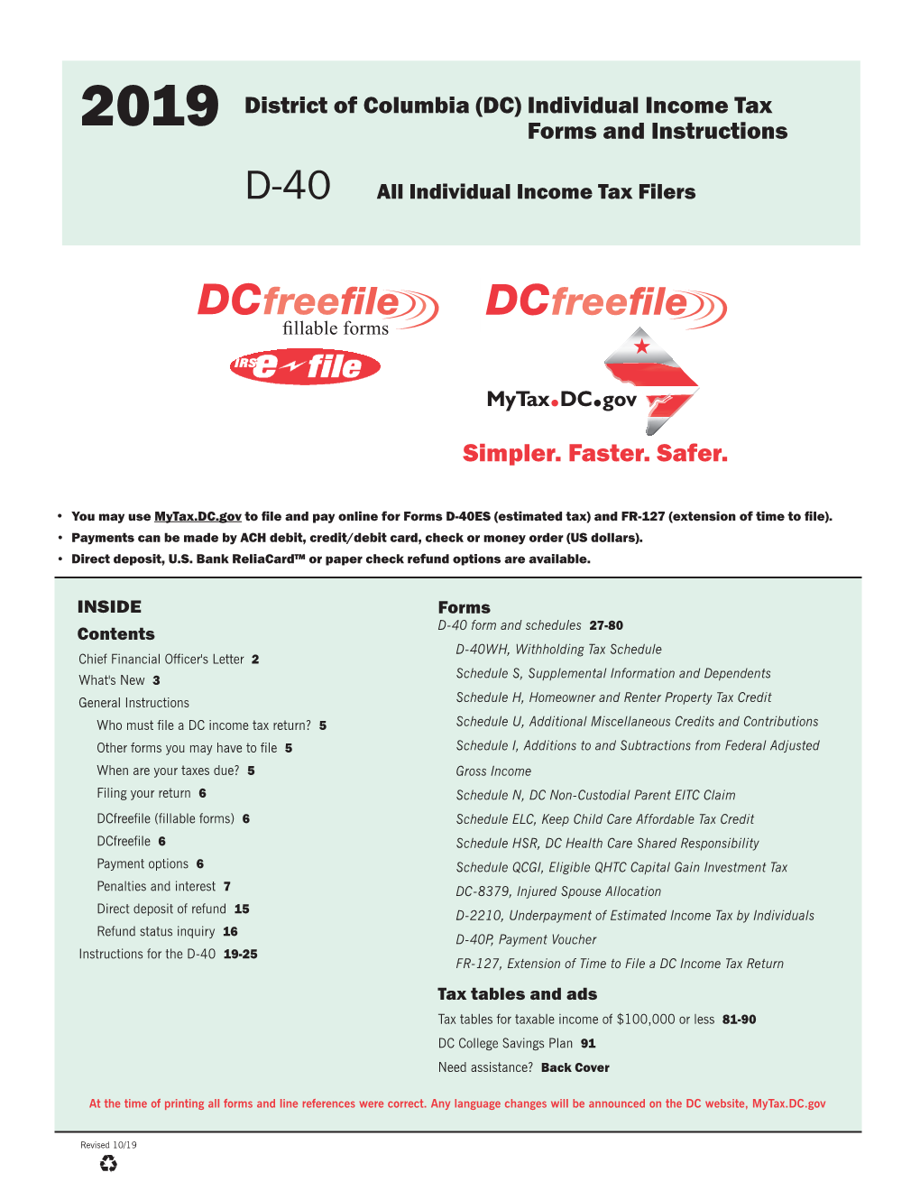 D-40 All Individual Income Tax Filers