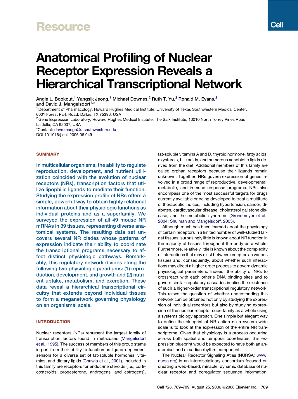 Anatomical Profiling of Nuclear Receptor Expression Reveals A