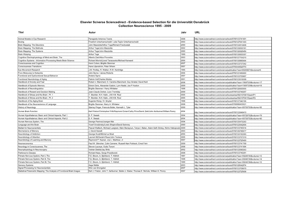 Collection Neuroscience 1995 - 2009