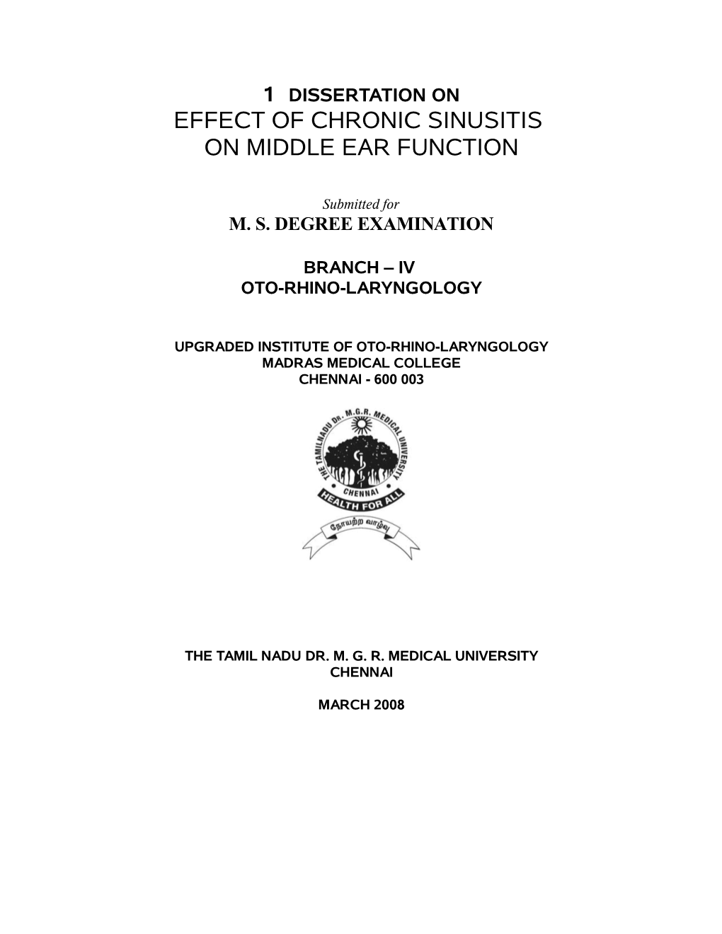 Effect of Chronic Sinusitis on Middle Ear Function