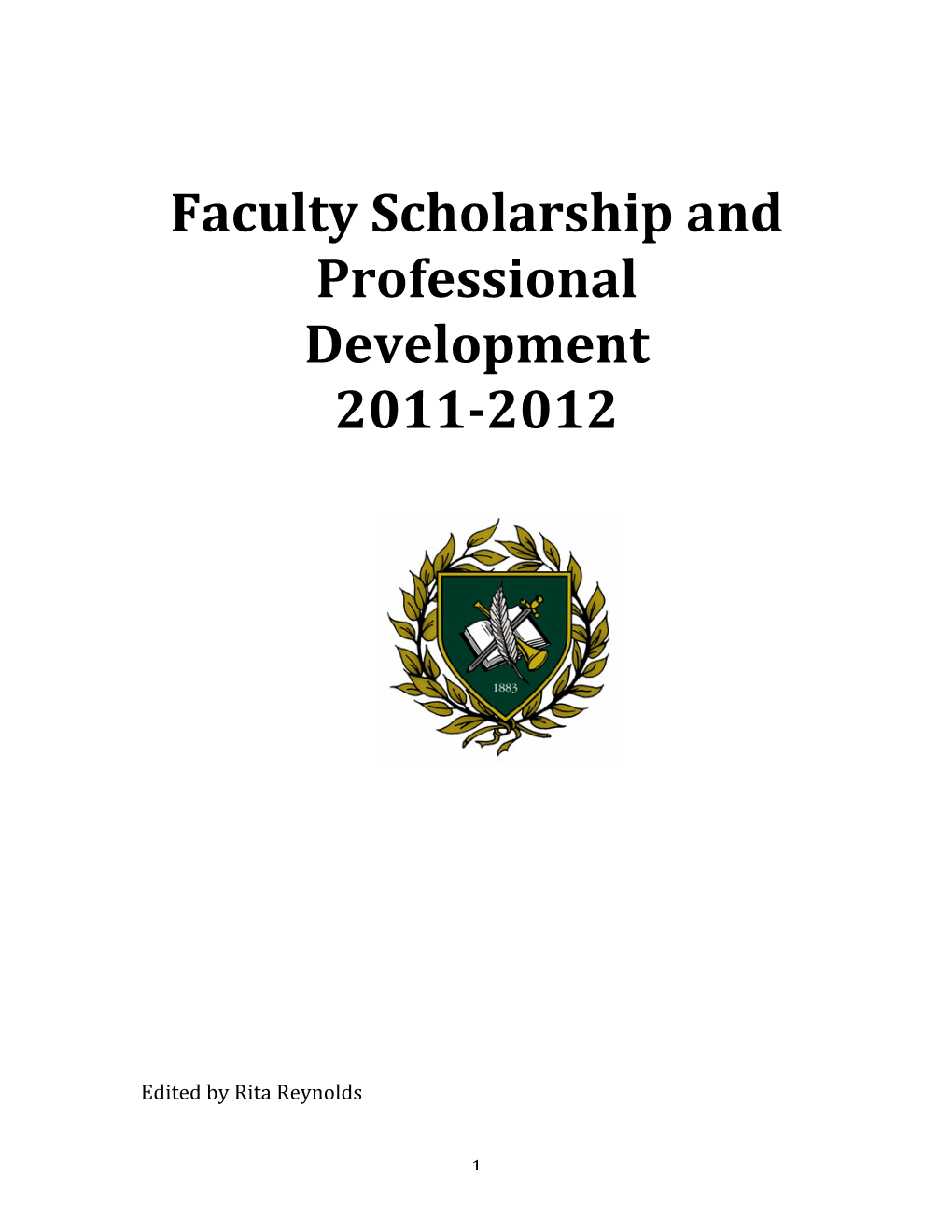 Faculty Scholarship and Professional Development 20112012