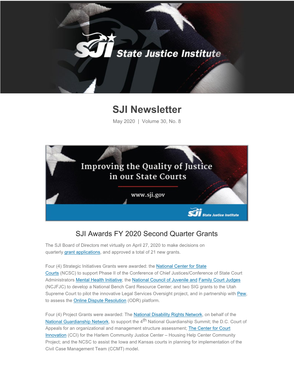 SJI Newsletter May 2020 | Volume 30, No