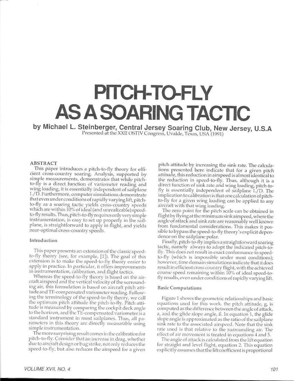 Page 1 PITCH-TO-FLY AS a SOARING TACTIC by Michael L