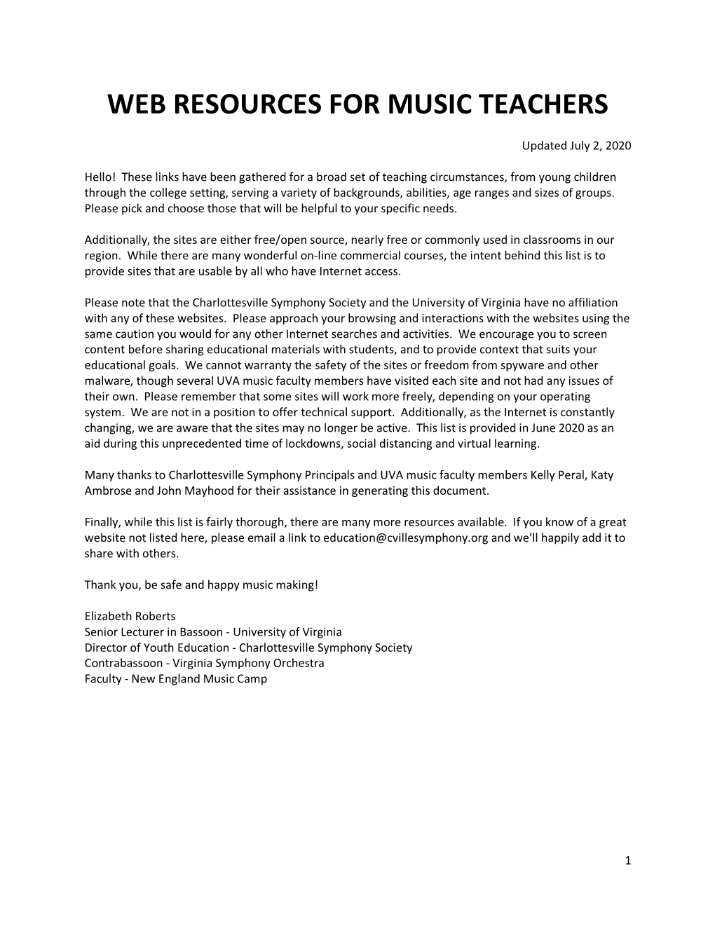 Web Resources for Music Teachers