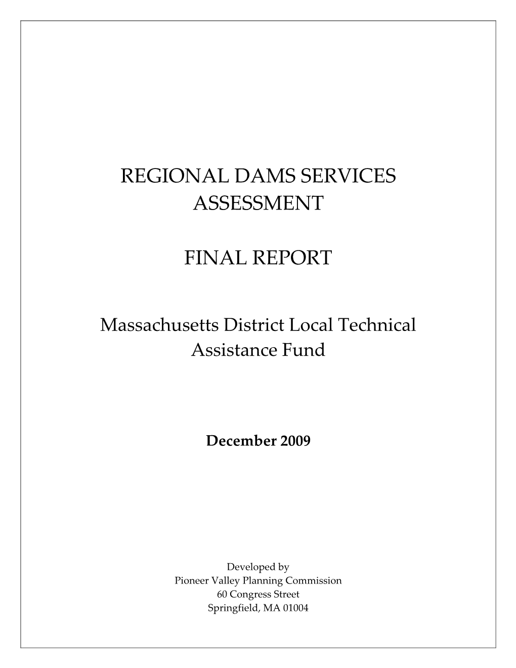 Regional Dams Services Assessment Final Report