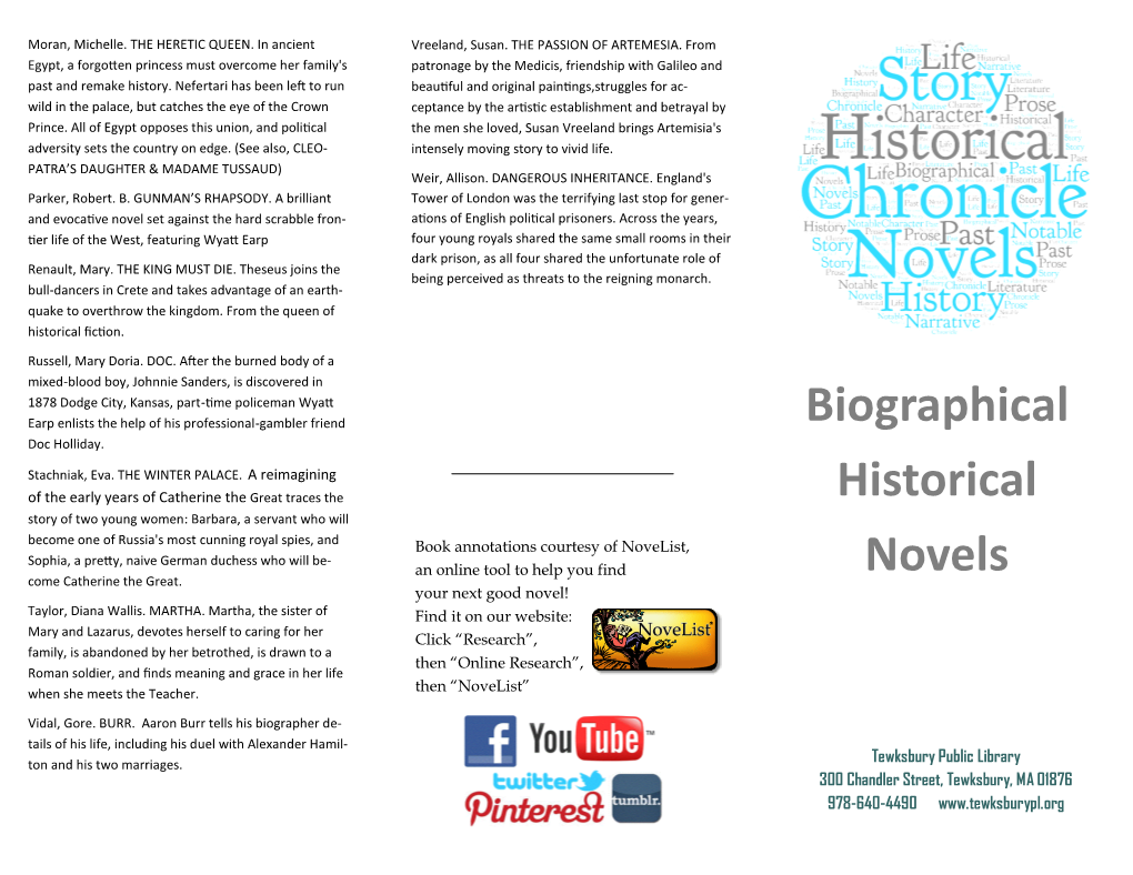 Biographical Historical Novels