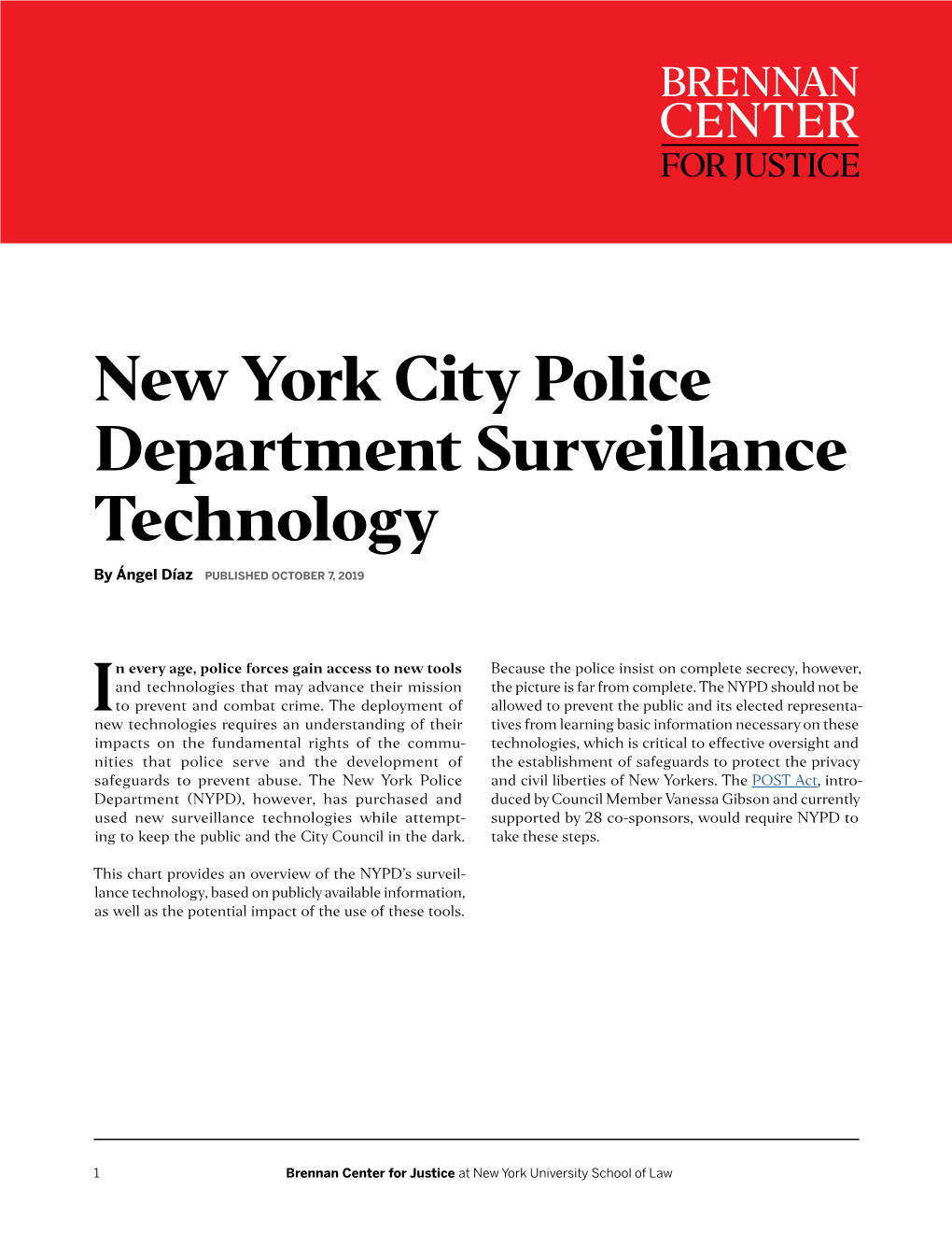 New York City Police Department Surveillance Technology