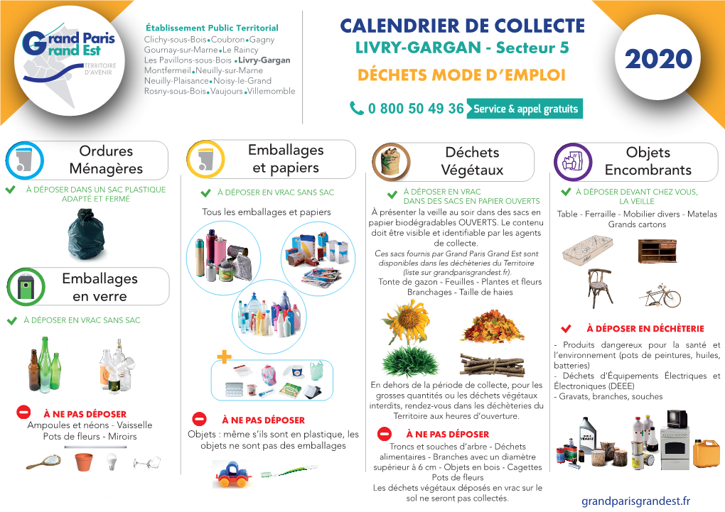 Calendrier De Collecte 2020 LIVRY GARGAN Secteur 5-Web