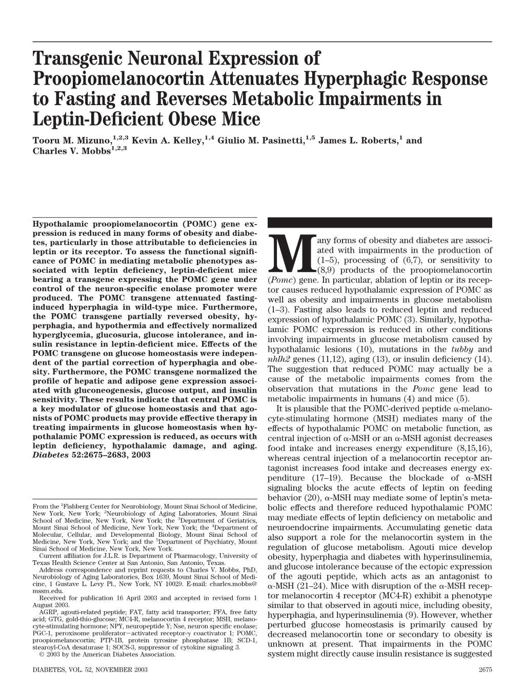 Transgenic Neuronal Expression of Proopiomelanocortin Attenuates