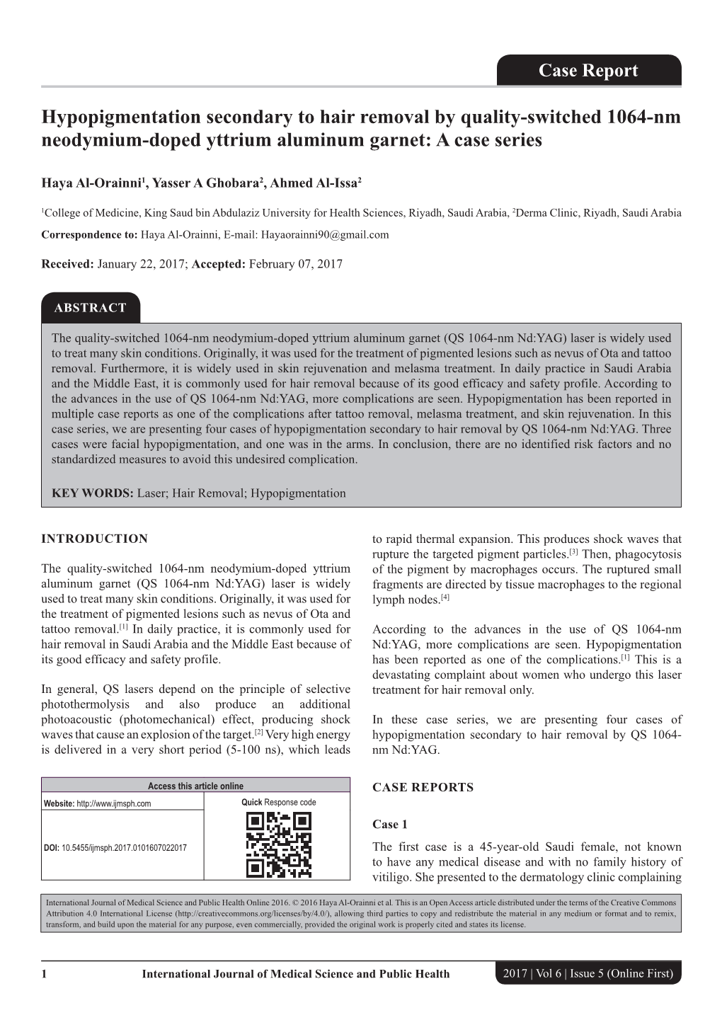 Hypopigmentation Secondary to Hair Removal by Quality-Switched 1064-Nm Neodymium-Doped Yttrium Aluminum Garnet: a Case Series