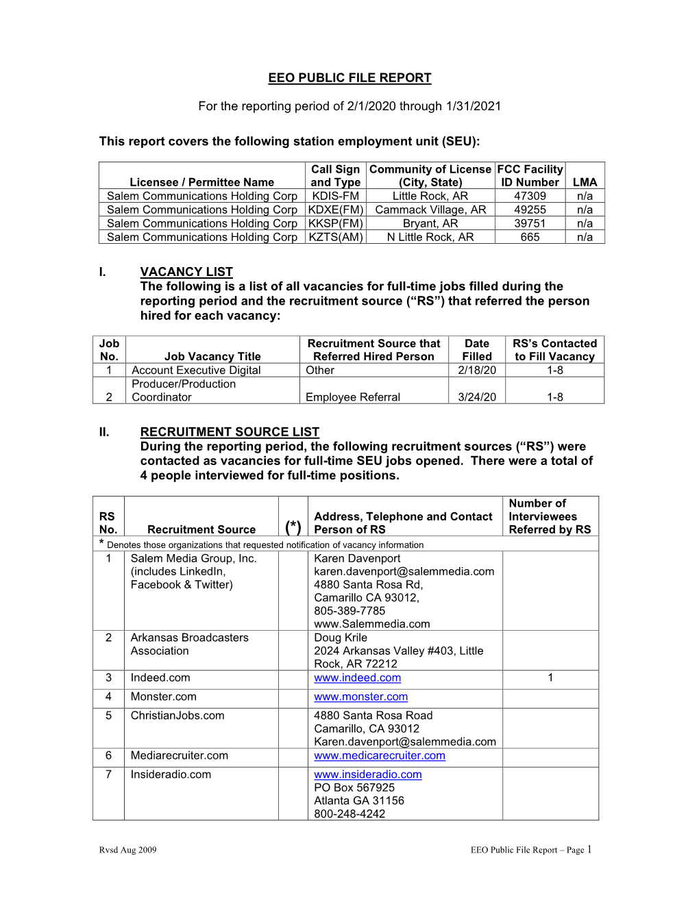 Eeo Public File Report