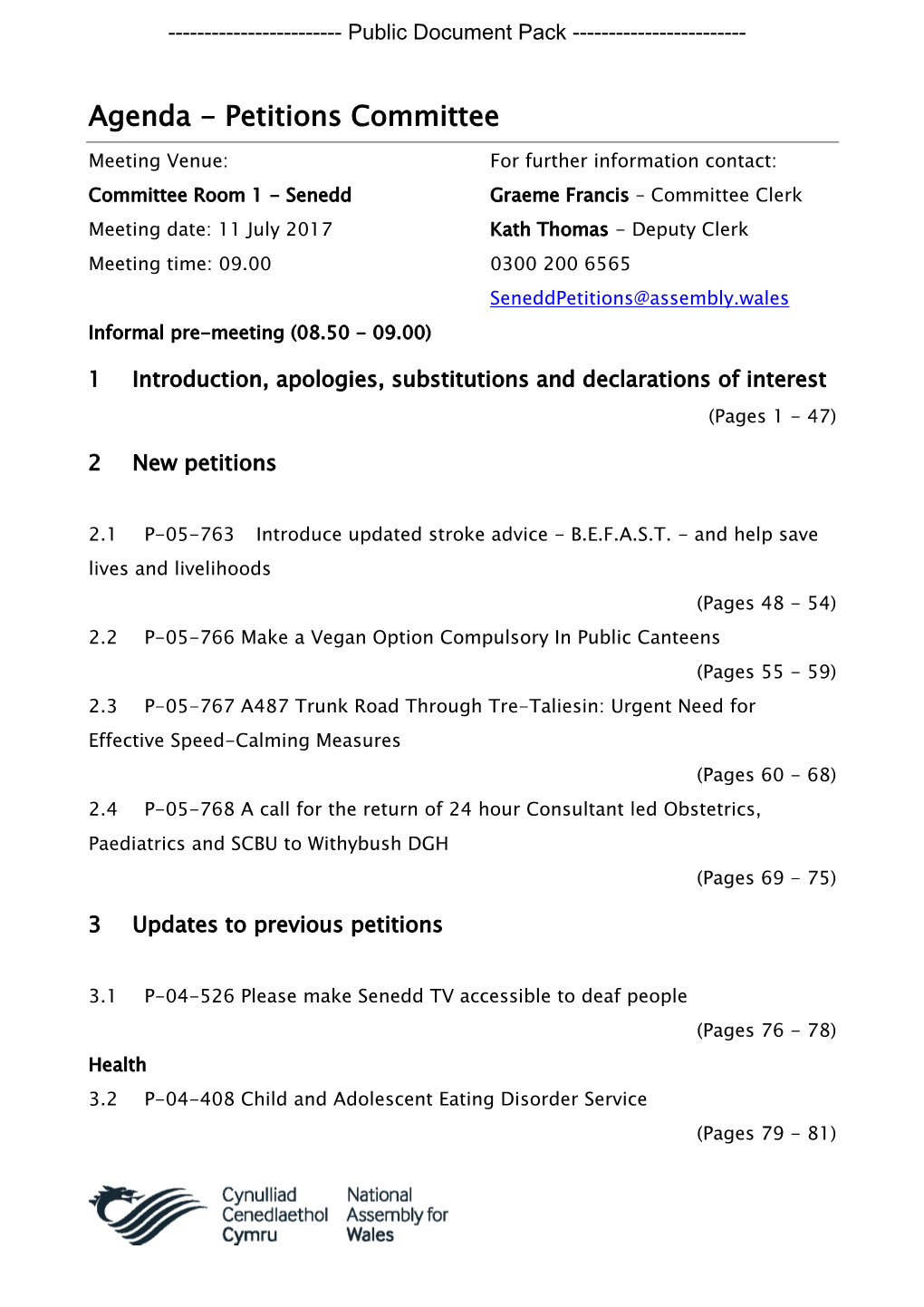 (Public Pack)Agenda Document for Petitions Committee, 11/07/2017 09:00