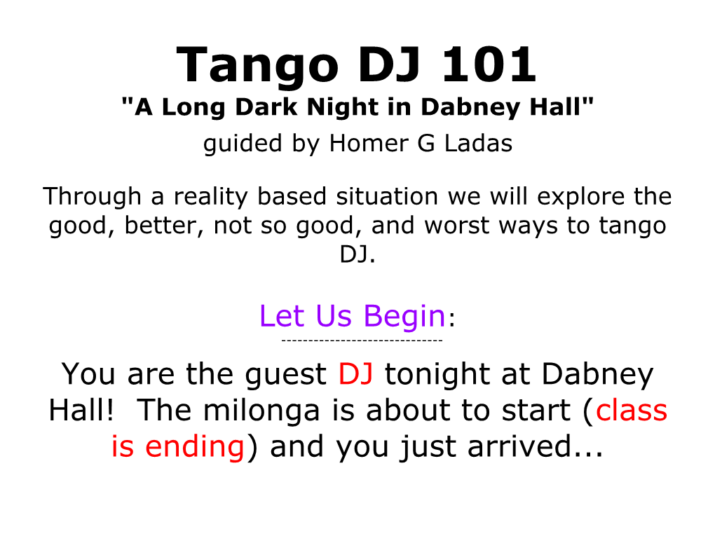 Tango DJ 101 Presentation