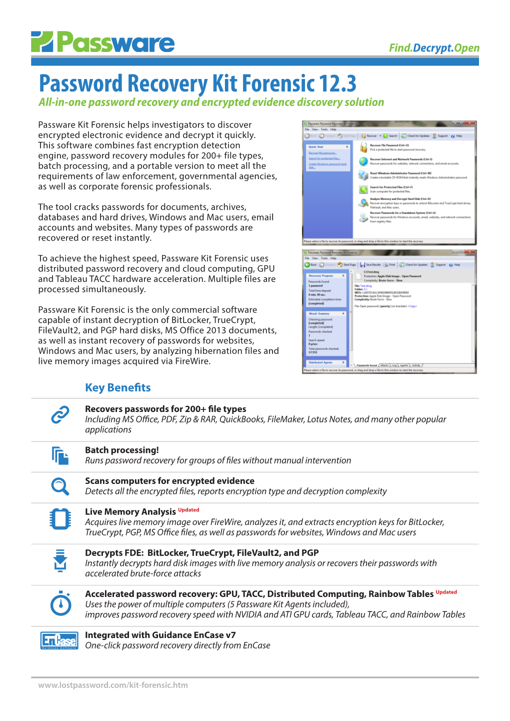 Password Recovery Kit Forensic 12.3 All-In-One Password Recovery and Encrypted Evidence Discovery Solution