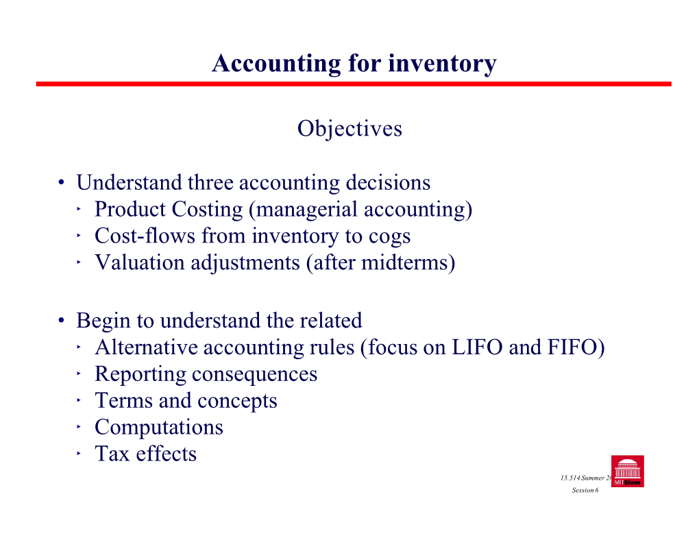 Accounting for Inventory