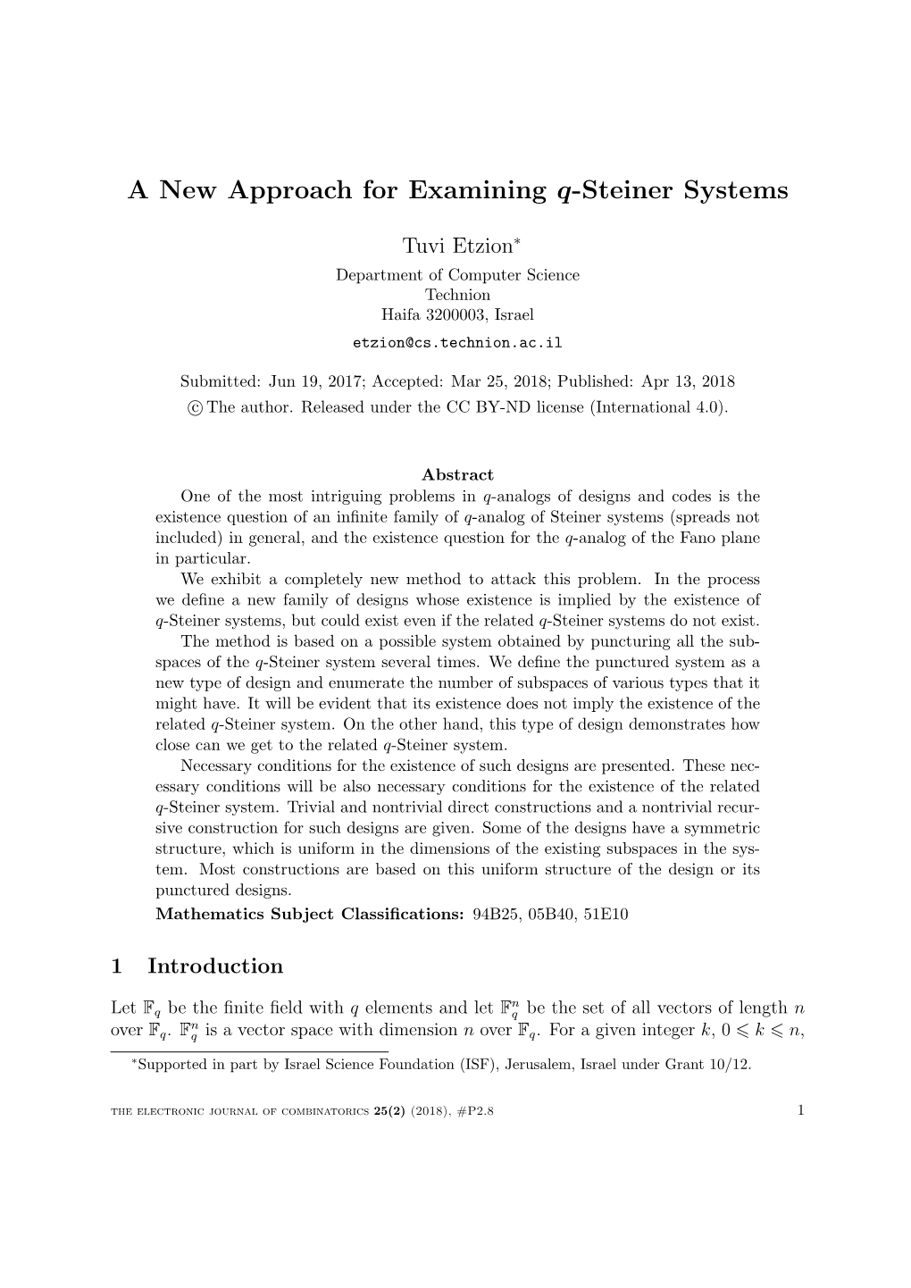 A New Approach for Examining Q-Steiner Systems
