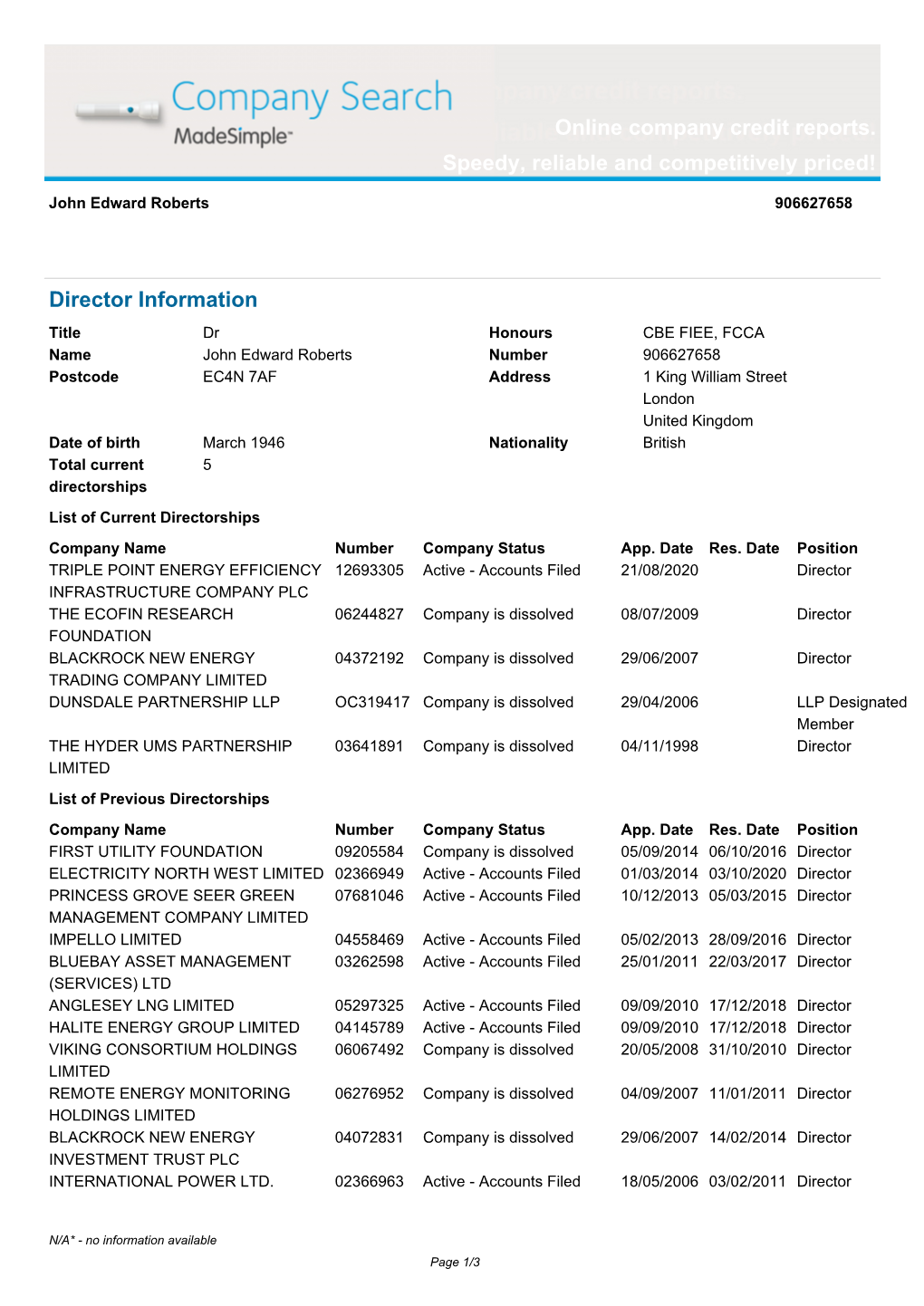 Online Company Credit Reports. Speedy, Reliable and Competitively Priced!