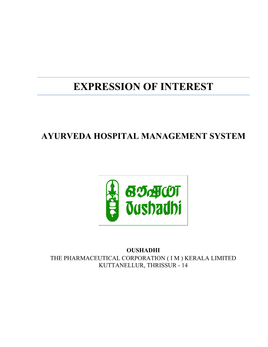 Expression of Interest Ayurveda Hospital Management