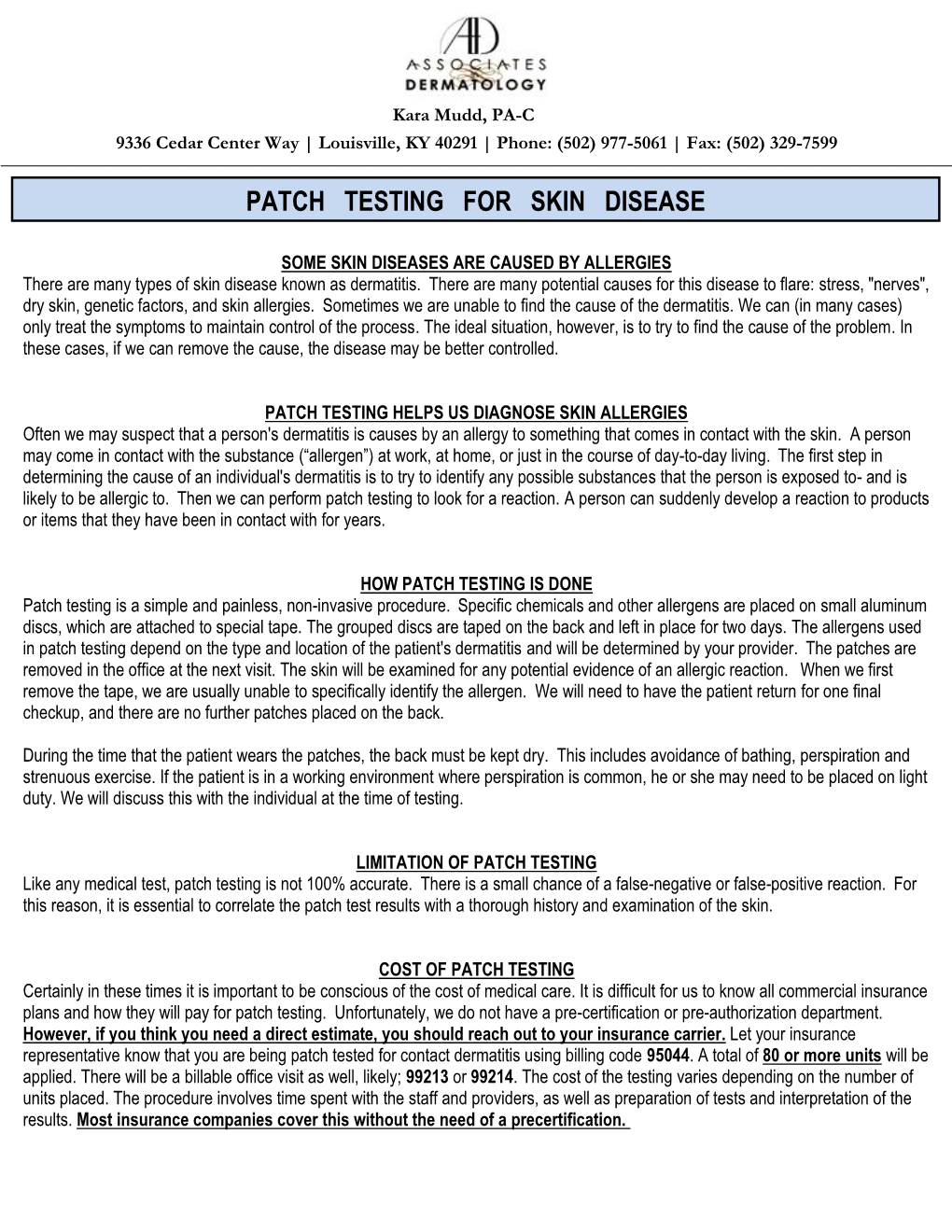 Patch Testing for Skin Disease