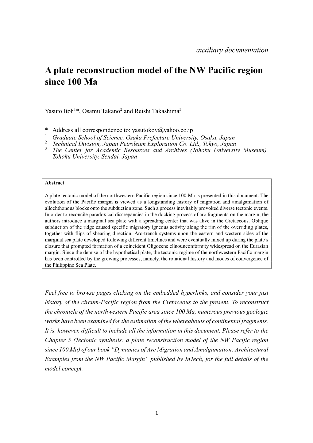 A Plate Reconstruction Model of the NW Pacific Region Since 100 Ma