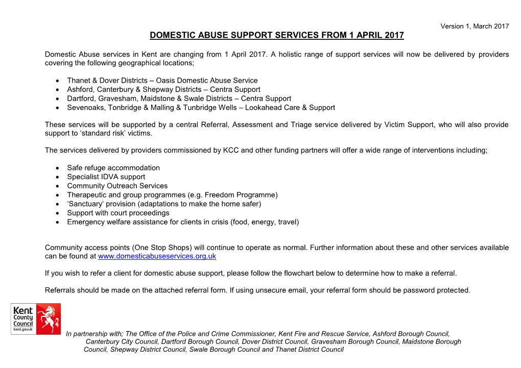 Domestic Abuse Support Services from 1 April 2017