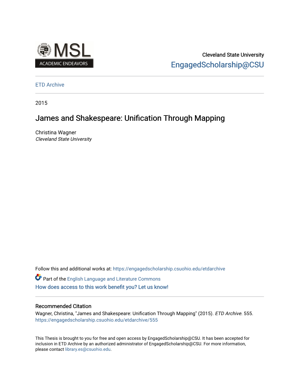 James and Shakespeare: Unification Through Mapping