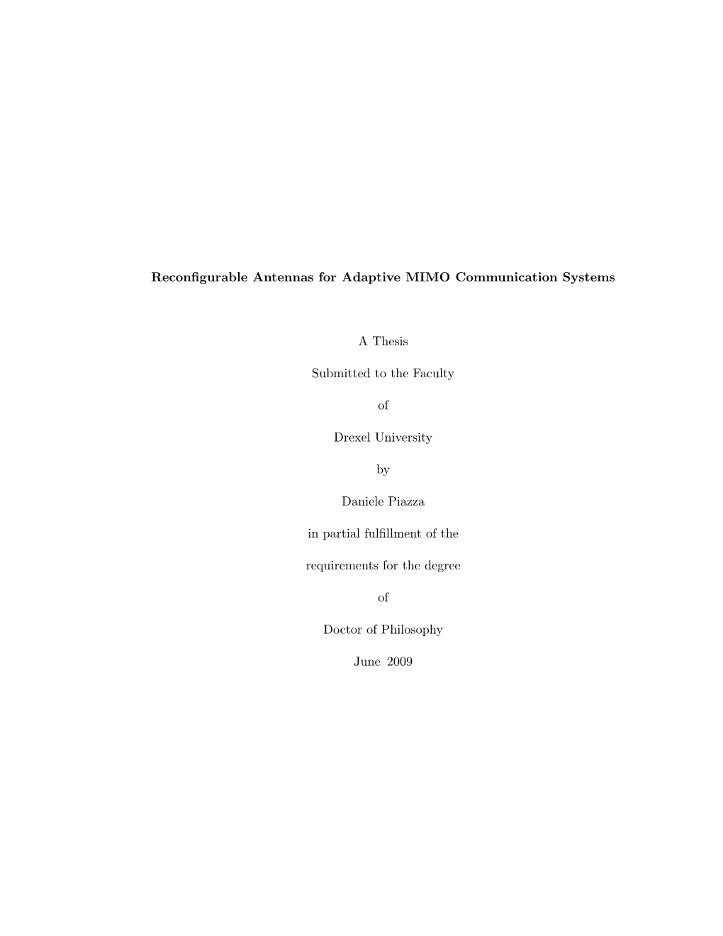 Reconfigurable Antennas for Adaptive MIMO Communication Systems